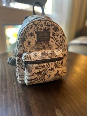 Loungefly Harry Potter Map-Print Mini Backpack in Cream and Black